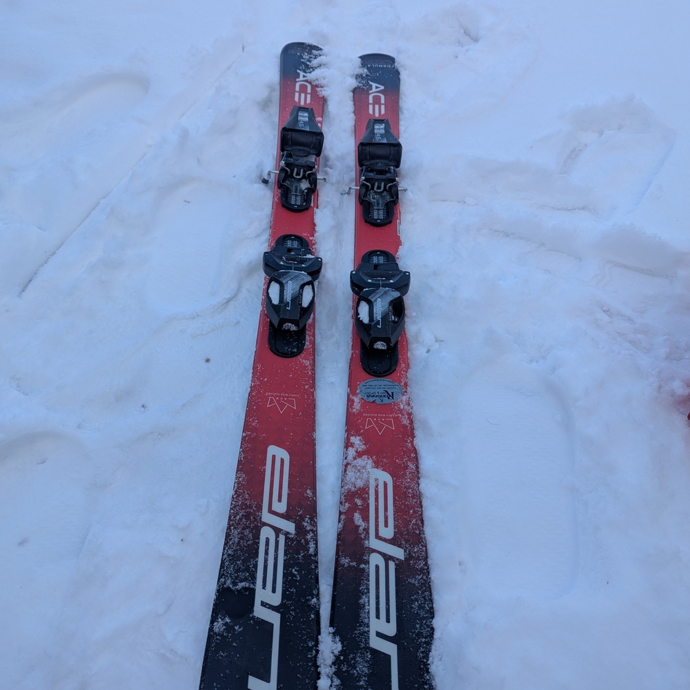 Elan Red and Black Skis with Bindings